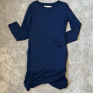 Trina Turk!! Fun spin on classic sheath dress! Tulip hem, gorg navy blue color!